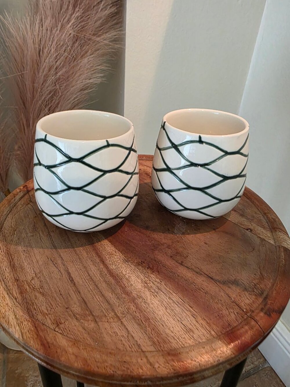 Set of 2 Patrón Tequila Agave Piña White & Green Tiki Mugs